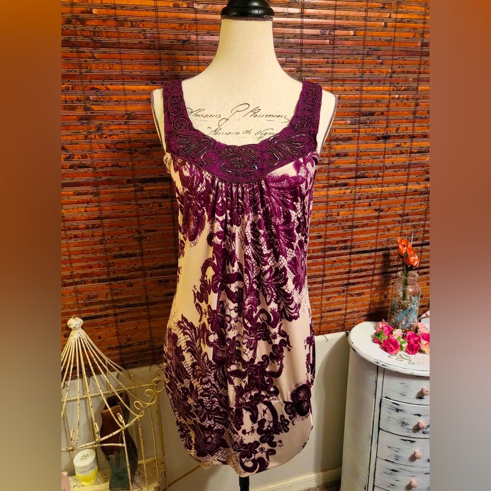 Studio Y Purple and Cream Mini Dress